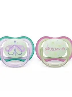 Set 2 suzete Avent din silicon Ultra Air Night Butterfly Dreams Purple 0-6 luni
