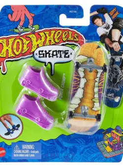 Set mini placa skateboard cu pantofi, Hot Wheels, HNG48
